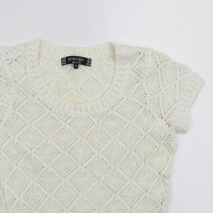 Womens UK Size 10 Principles White Basic T-Shirt
