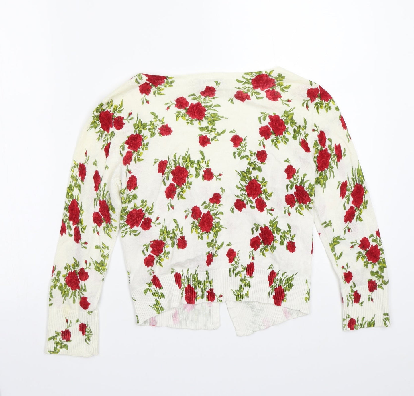 XXI Womens White Floral  Cardigan Jumper Size S