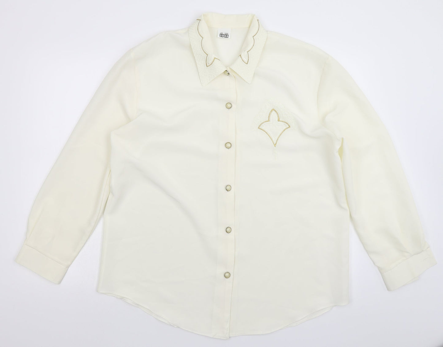 Womens UK Size 20 Preworn White Basic Button-Up