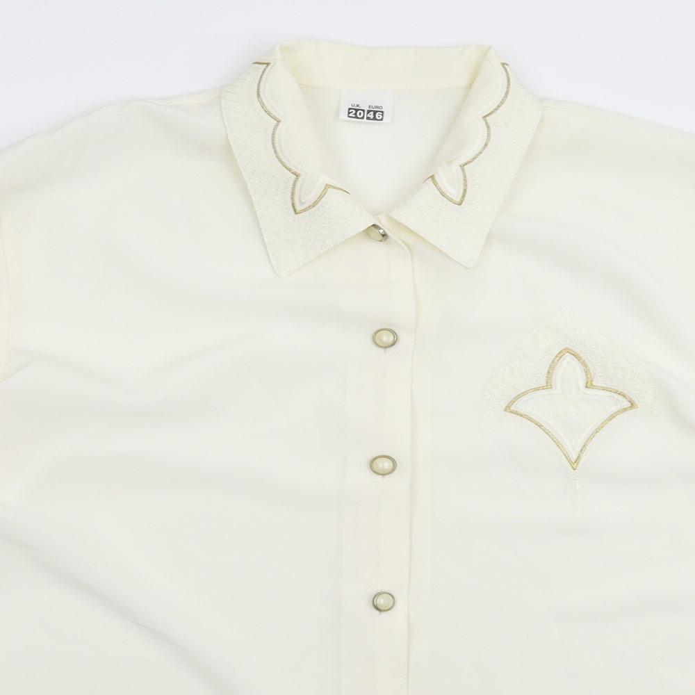 Womens UK Size 20 Preworn White Basic Button-Up