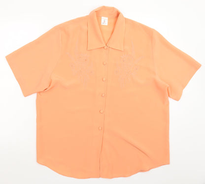 Womens UK Size 16 Preworn Pink Basic Button-Up