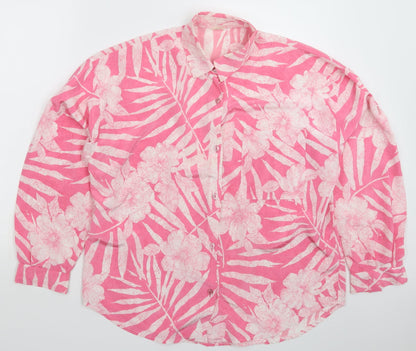 Womens UK Size 14 Preworn Pink Basic Button-Up