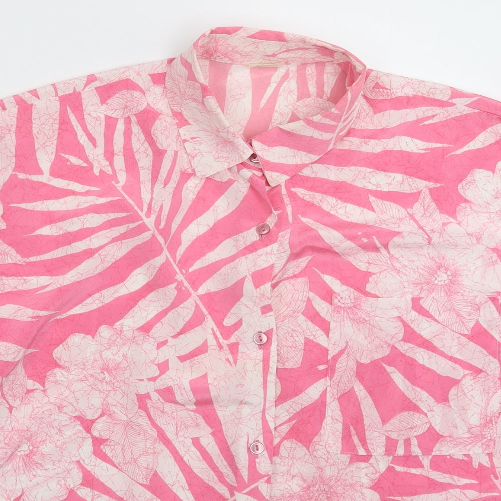 Womens UK Size 14 Preworn Pink Basic Button-Up