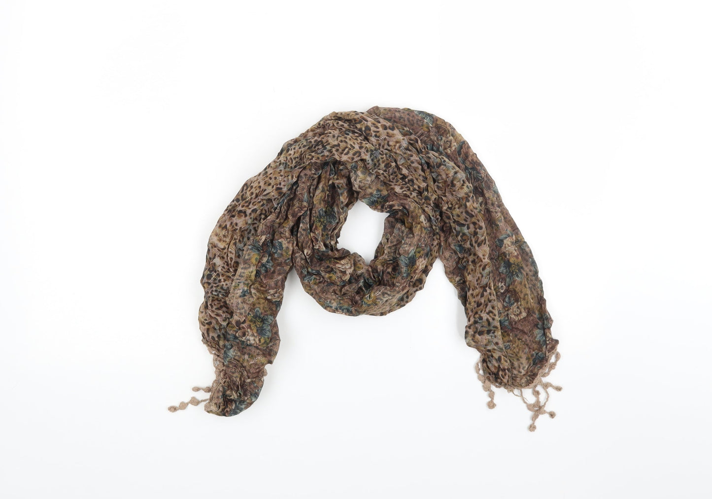 Preworn Womens Brown Floral   Scarf