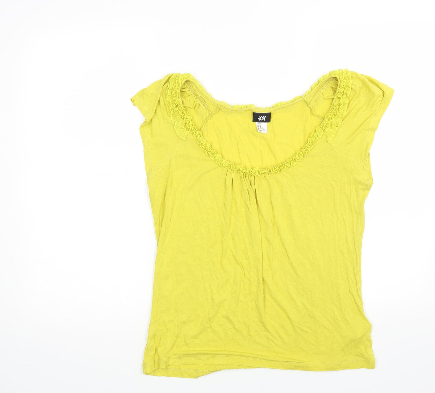 Womens UK Size M H&M Yellow Basic T-Shirt