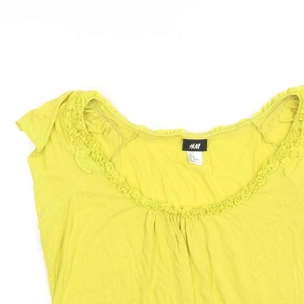 Womens UK Size M H&M Yellow Basic T-Shirt