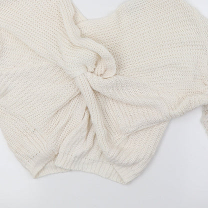 CAmeo Rose Womens White  Knit Pullover Jumper Size M  - Lace sleeve