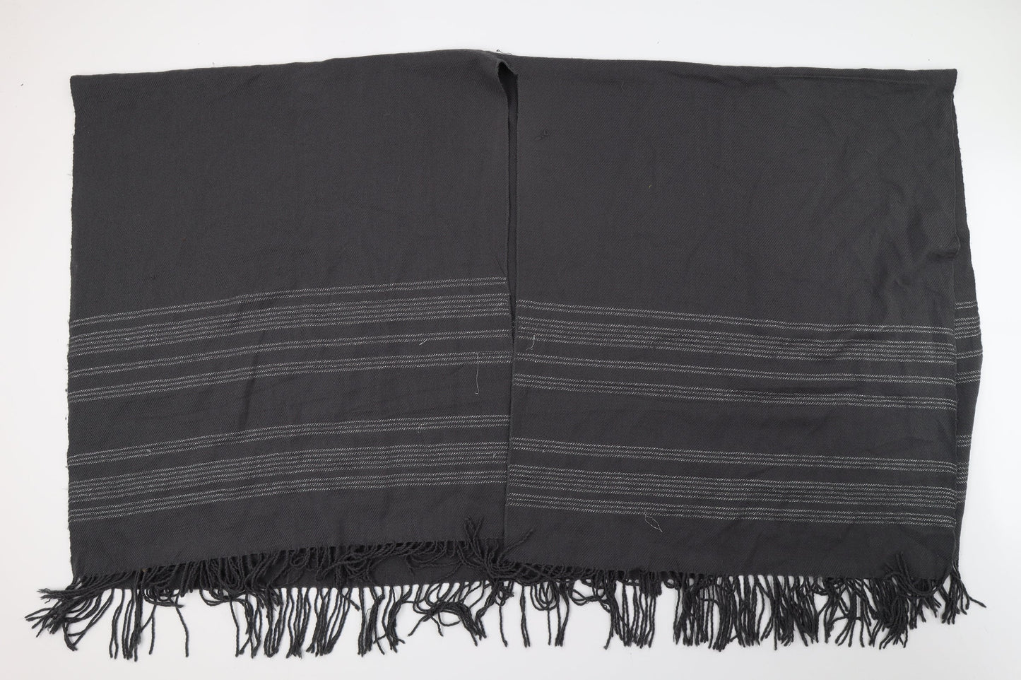 Preworn Womens Grey Striped Knit  Shawl/Wrap
