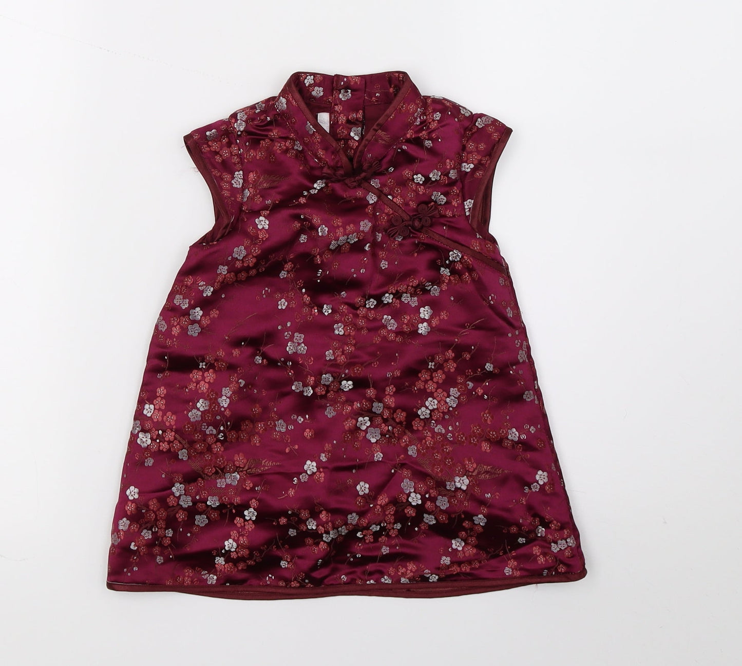 H&M Girls Purple Floral Satin A-Line  Size 6-9 Months  - Oriental
