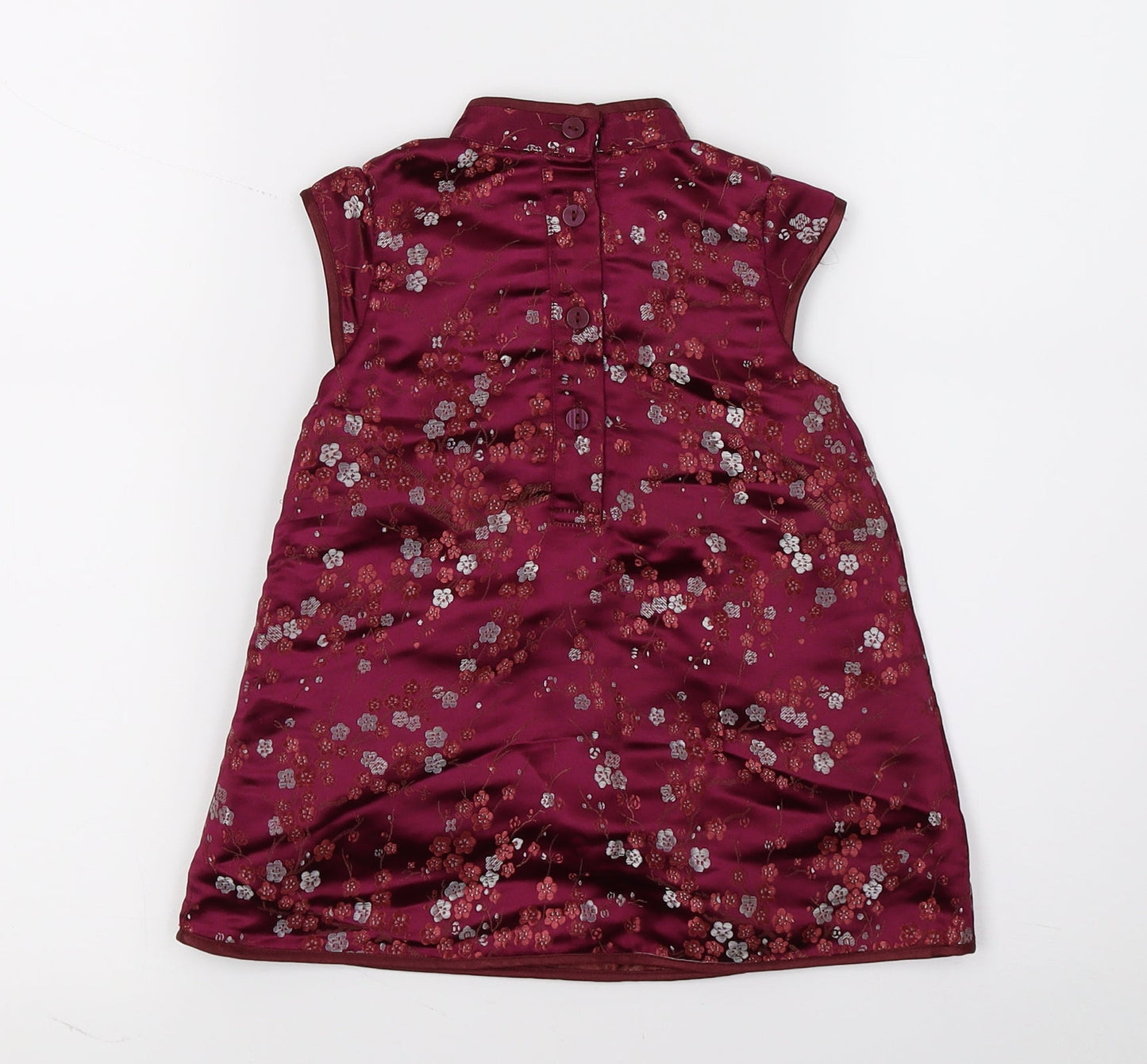 H&M Girls Purple Floral Satin A-Line  Size 6-9 Months  - Oriental