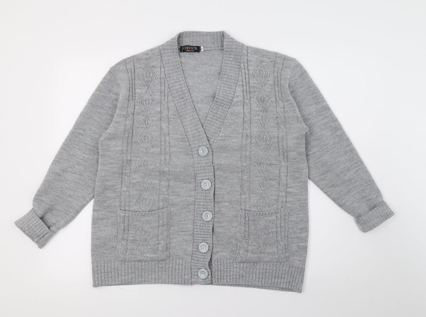 Choice Womens Grey  Knit Cardigan Jumper Size L