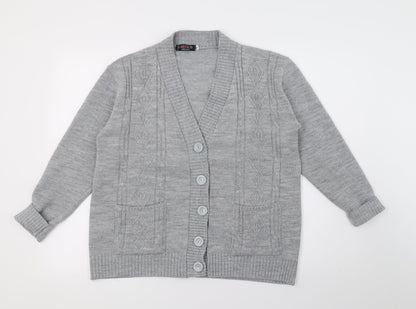 Choice Womens Grey  Knit Cardigan Jumper Size L
