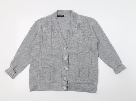 Choice Womens Grey  Knit Cardigan Jumper Size L