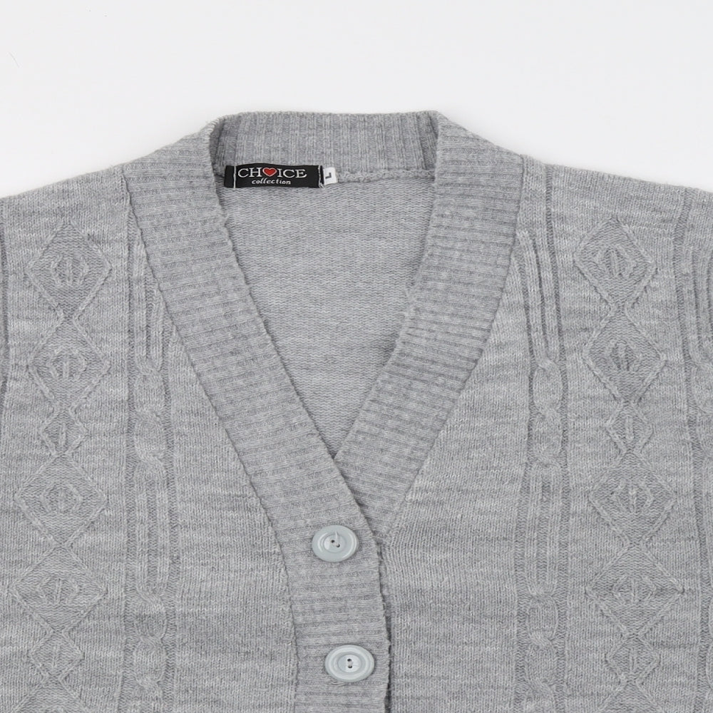 Choice Womens Grey  Knit Cardigan Jumper Size L
