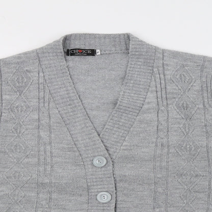 Choice Womens Grey  Knit Cardigan Jumper Size L