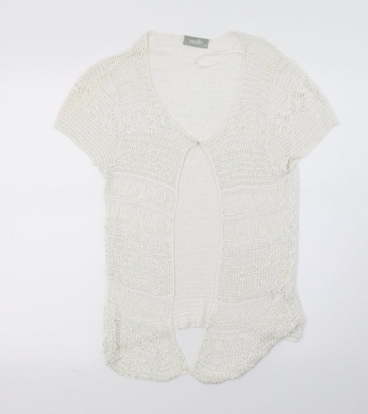 Wallis Womens White  Knit Cardigan Jumper Size M