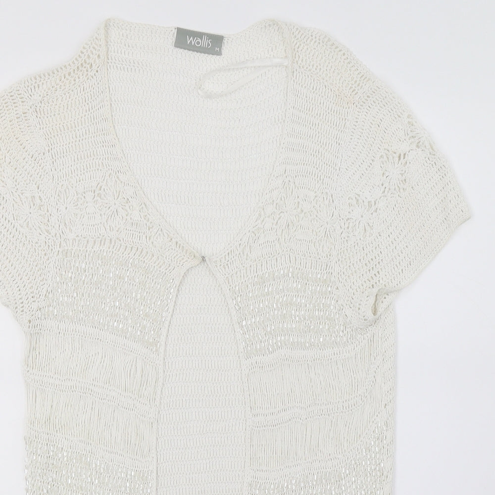 Wallis Womens White  Knit Cardigan Jumper Size M