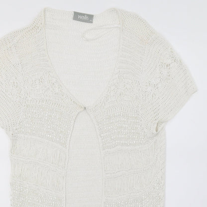 Wallis Womens White  Knit Cardigan Jumper Size M