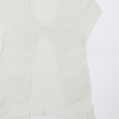 Wallis Womens White  Knit Cardigan Jumper Size M