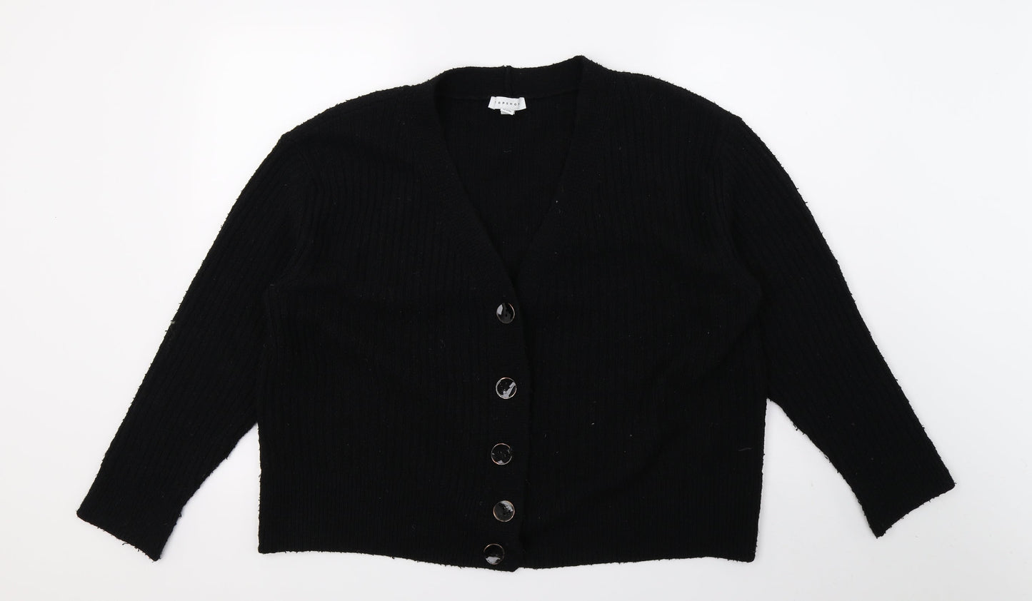 Topshop Womens Black  Knit Cardigan Jumper Size M