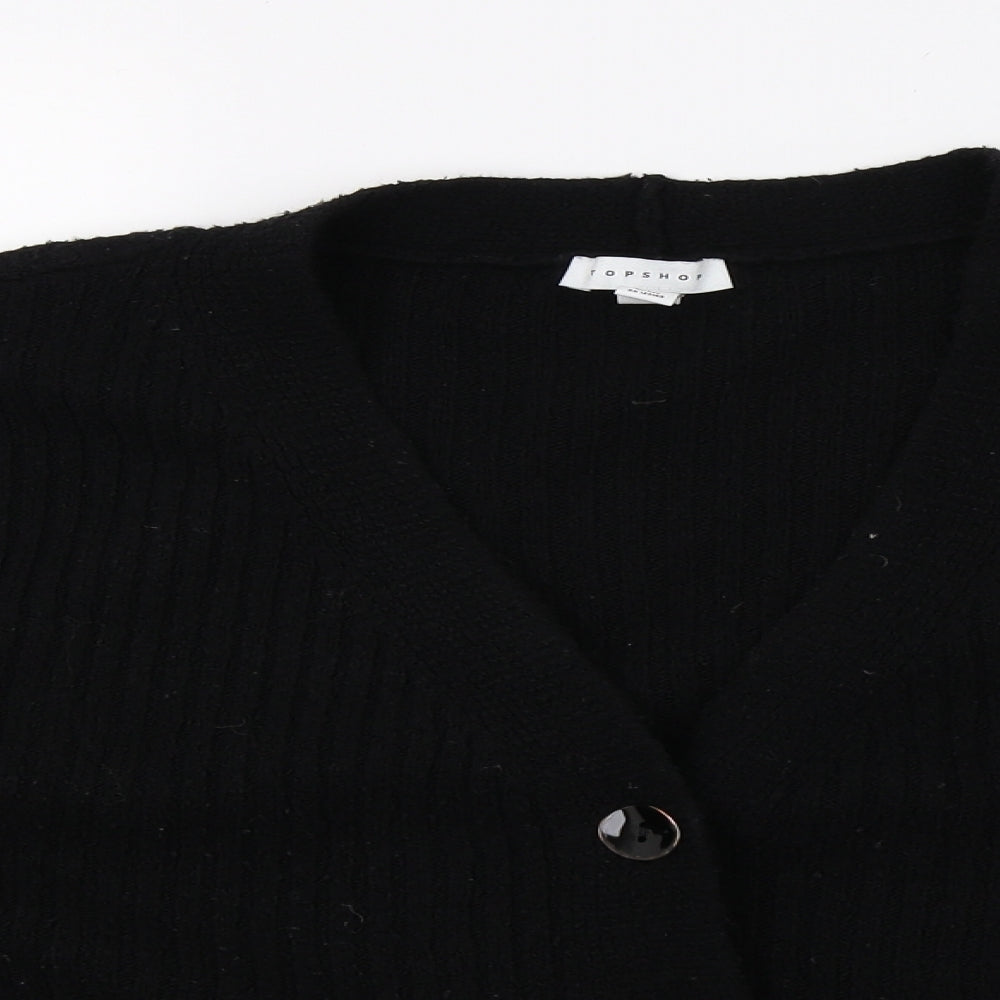 Topshop Womens Black  Knit Cardigan Jumper Size M
