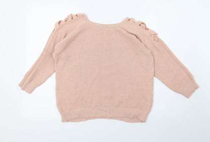 Select Womens Pink  Knit Pullover Jumper Size 16  - Distressed