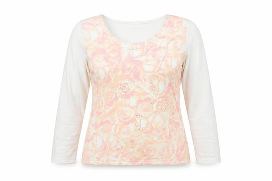 Text Womens White Floral  Pullover Jumper Size M