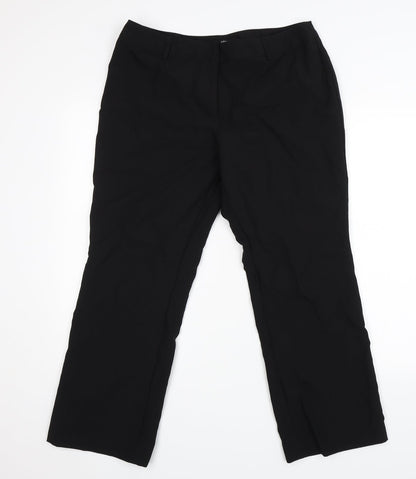 Womens UK Size 14 Papaya Regular Fit Dress Pants Black Trousers
