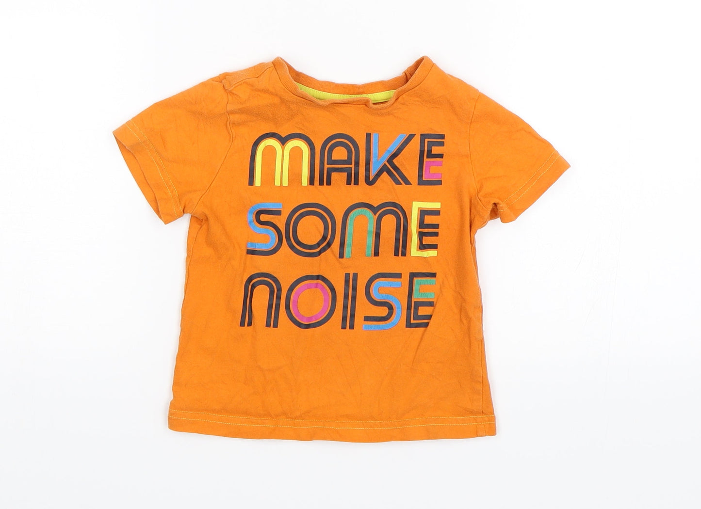 F&F Boys Orange   Basic T-Shirt Size 2-3 Years  - Make some noise