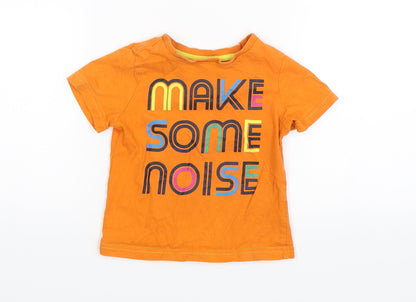 F&F Boys Orange   Basic T-Shirt Size 2-3 Years  - Make some noise