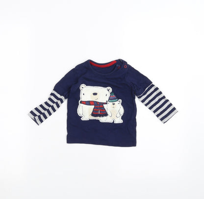 George Baby Blue Striped  Basic T-Shirt Size 6-9 Months