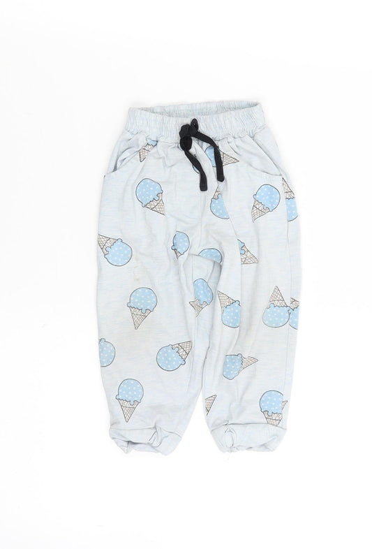 Be ou Girls Blue Solid  Cami Pyjama Pants Size 18-24 Months