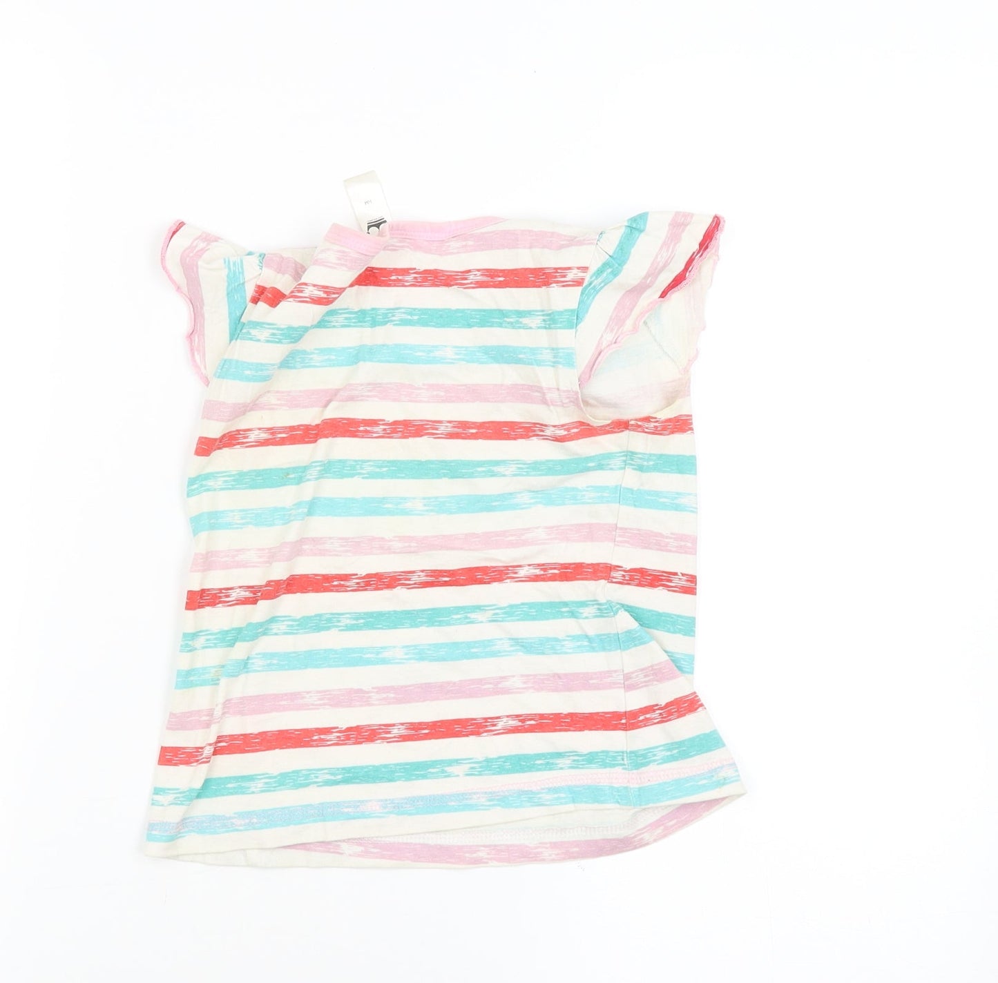 royal blue adventure Girls White Striped  Basic T-Shirt Size 4-5 Years