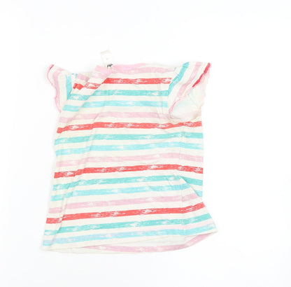 royal blue adventure Girls White Striped  Basic T-Shirt Size 4-5 Years