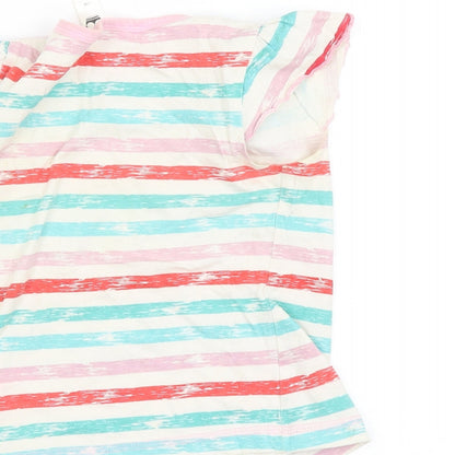 royal blue adventure Girls White Striped  Basic T-Shirt Size 4-5 Years