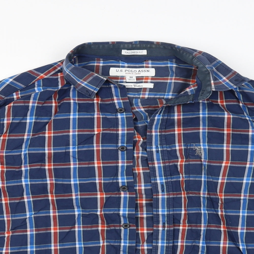 US Polo Assn. Mens Blue Check   Button-Up Size M