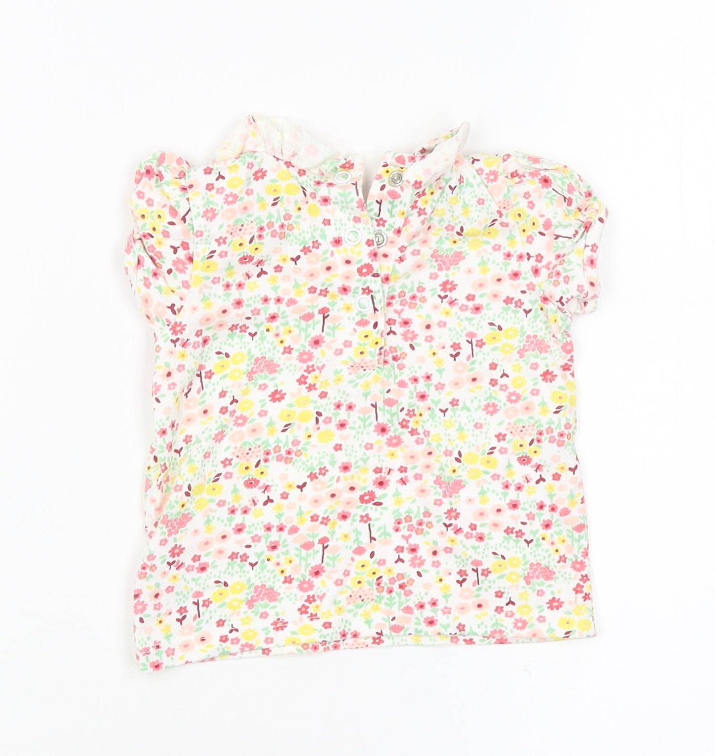 Nutmeg Girls White Floral  Basic T-Shirt Size 3-6 Months