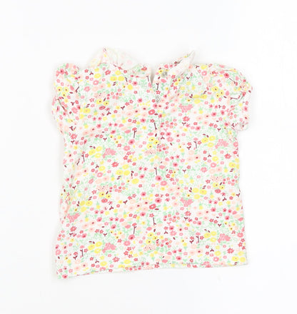 Nutmeg Girls White Floral  Basic T-Shirt Size 3-6 Months