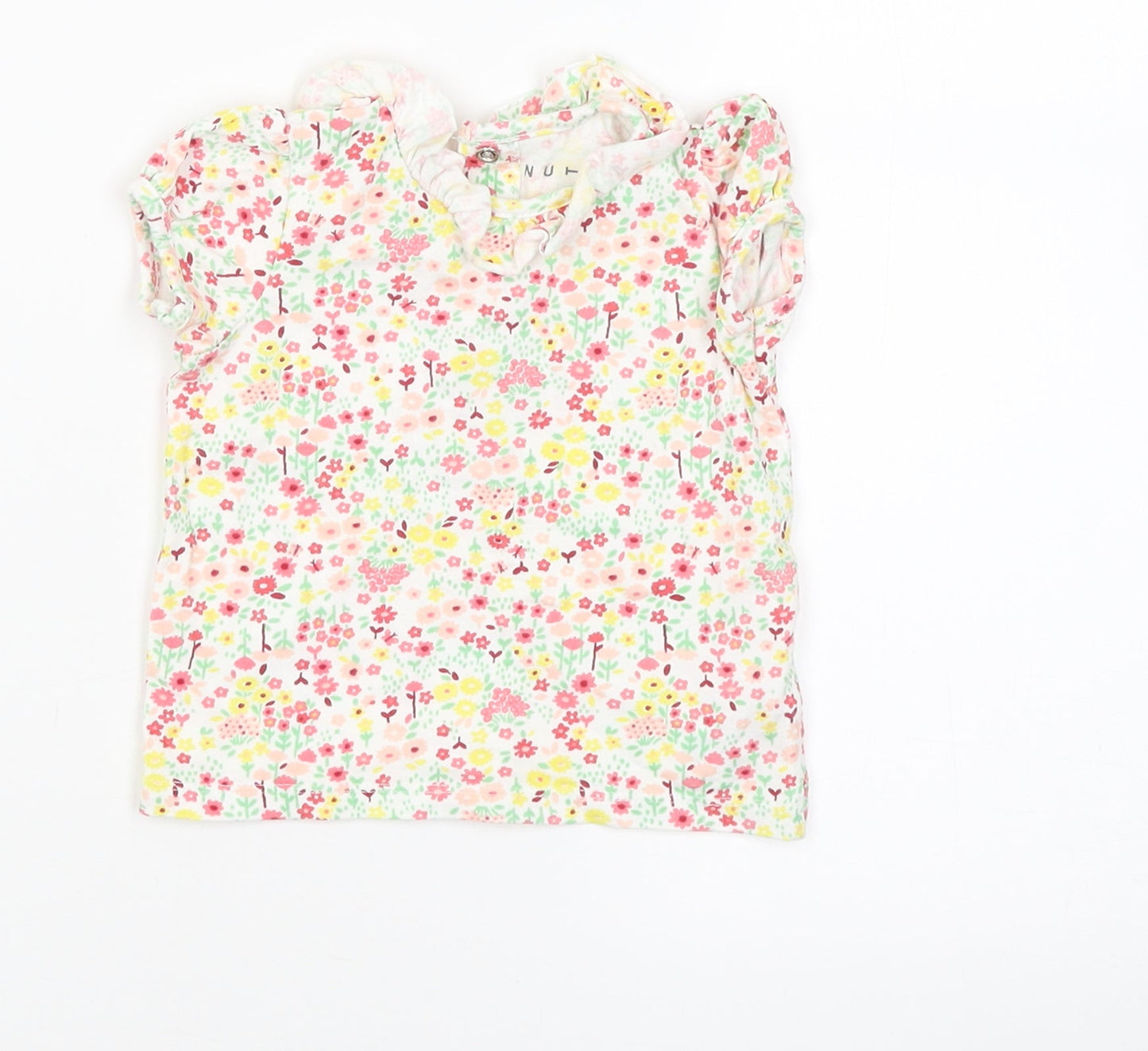 Nutmeg Girls White Floral  Basic T-Shirt Size 3-6 Months