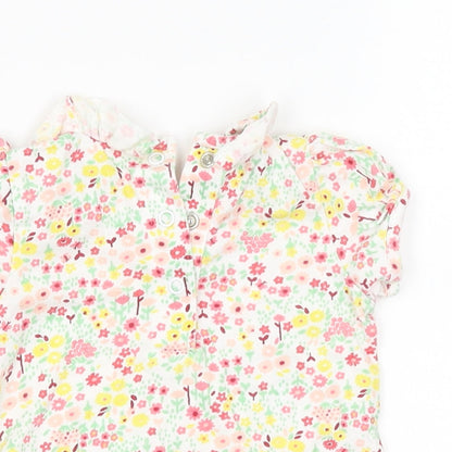 Nutmeg Girls White Floral  Basic T-Shirt Size 3-6 Months
