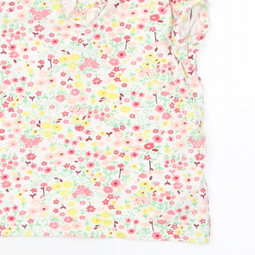 Nutmeg Girls White Floral  Basic T-Shirt Size 3-6 Months