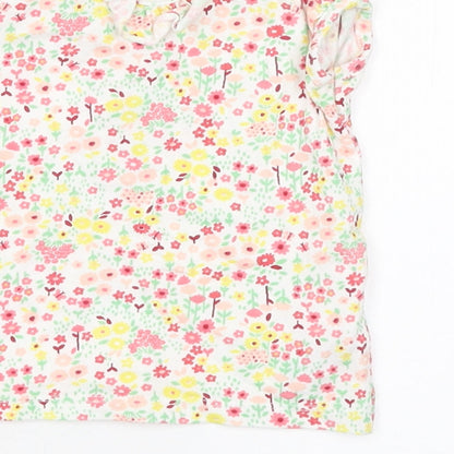 Nutmeg Girls White Floral  Basic T-Shirt Size 3-6 Months