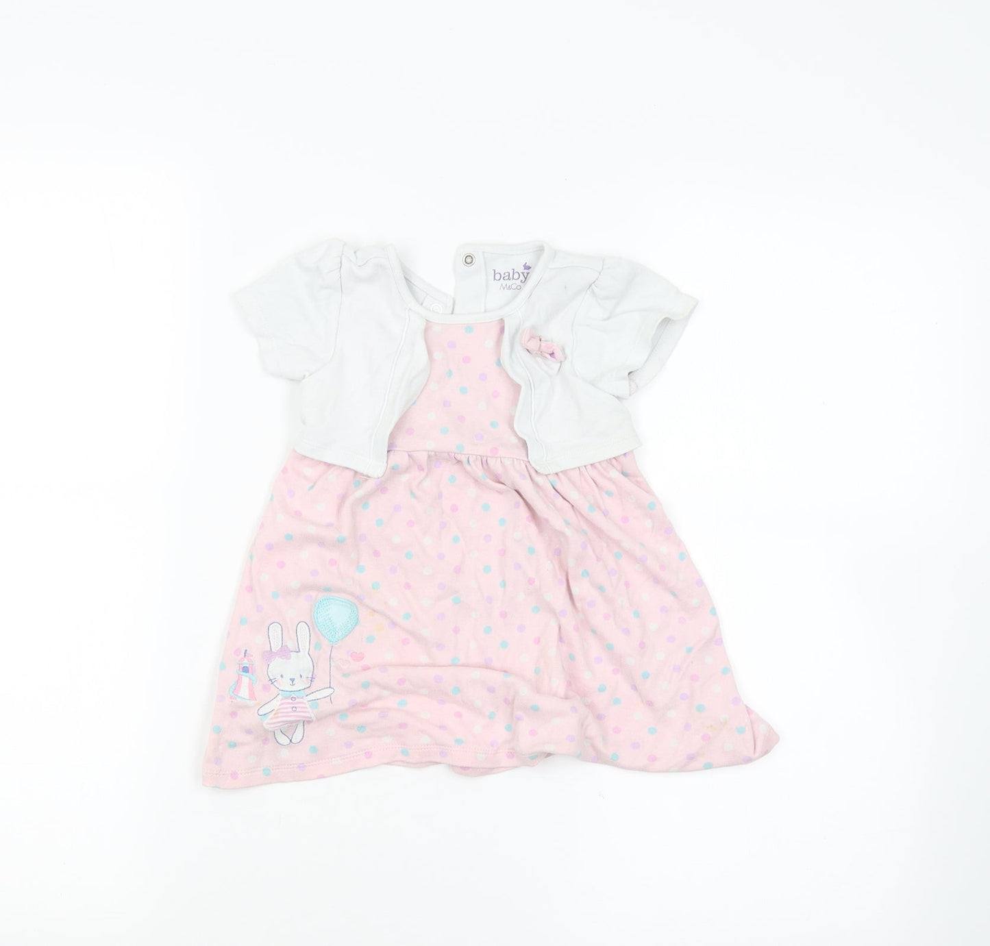 M&Co Girls Pink Spotted  T-Shirt Dress  Size 12-18 Months