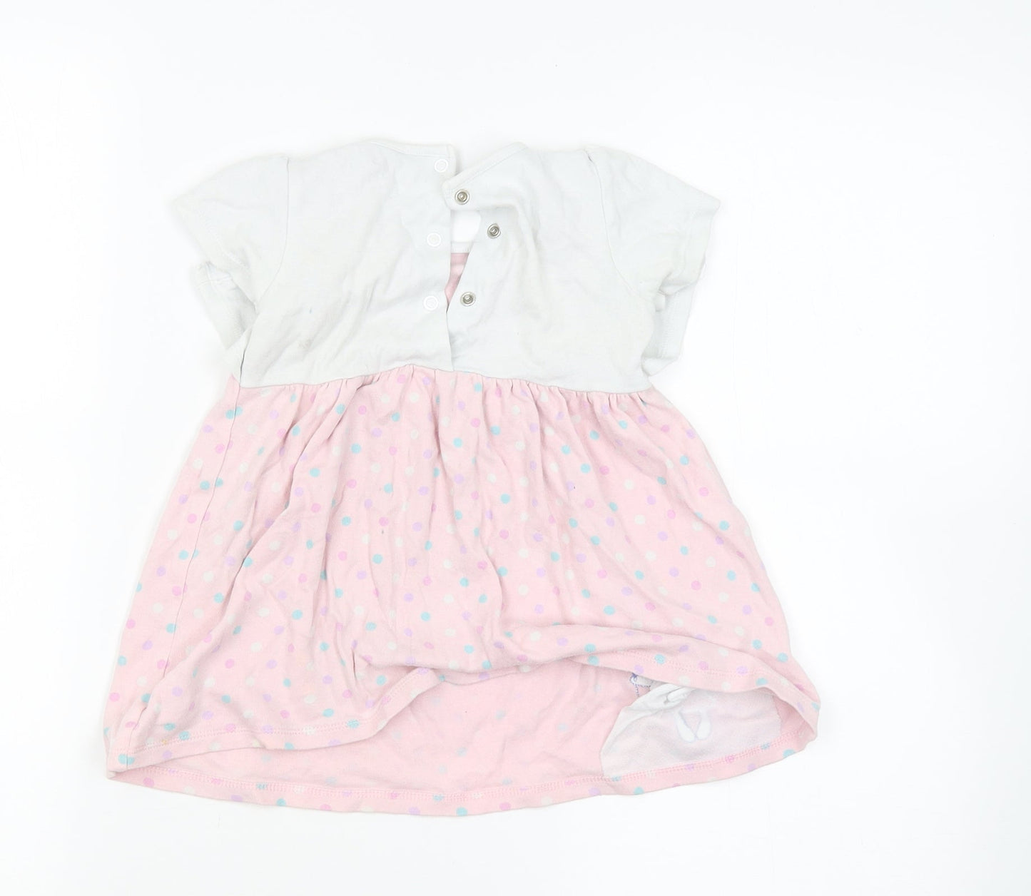 M&Co Girls Pink Spotted  T-Shirt Dress  Size 12-18 Months