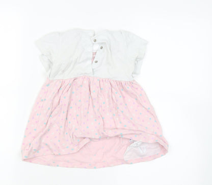 M&Co Girls Pink Spotted  T-Shirt Dress  Size 12-18 Months