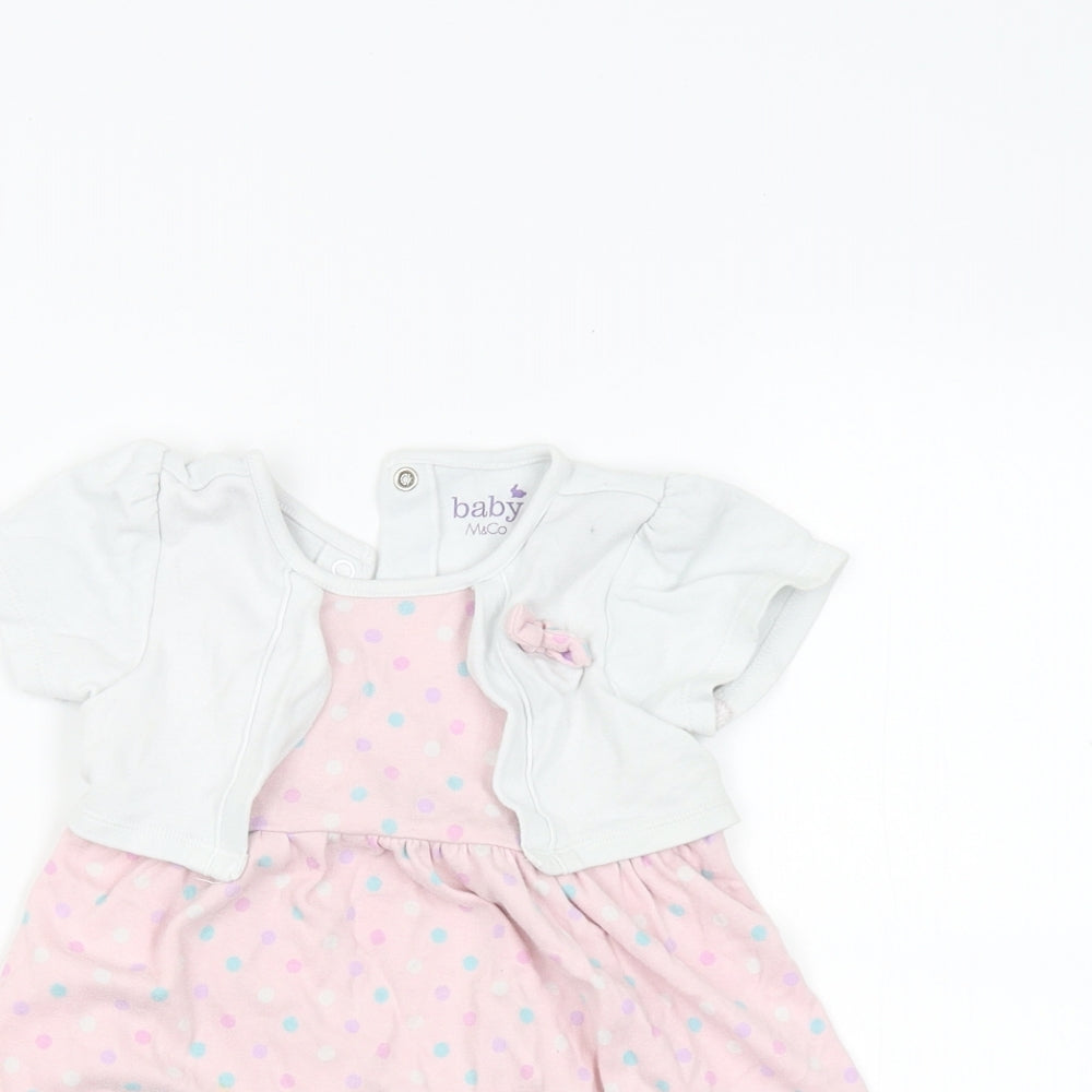 M&Co Girls Pink Spotted  T-Shirt Dress  Size 12-18 Months