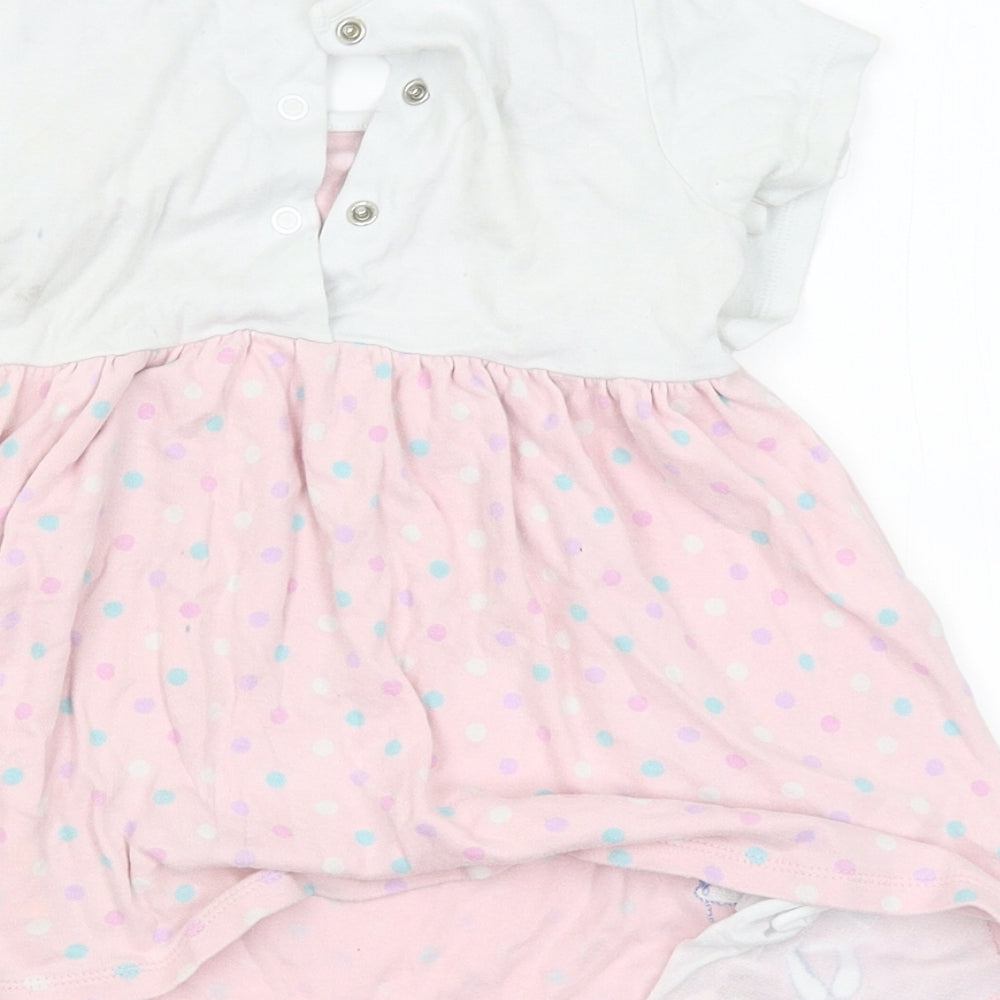 M&Co Girls Pink Spotted  T-Shirt Dress  Size 12-18 Months