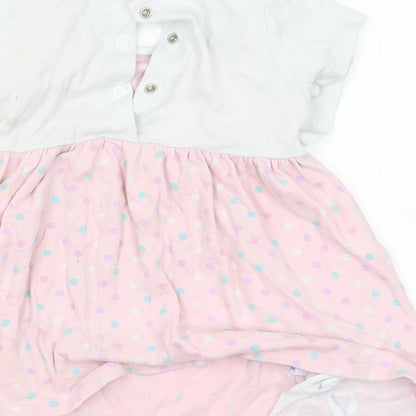 M&Co Girls Pink Spotted  T-Shirt Dress  Size 12-18 Months