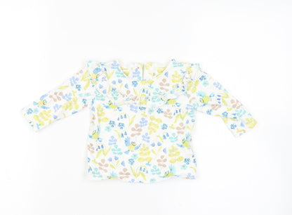 M&S Girls White Floral  Basic T-Shirt Size 0-3 Months