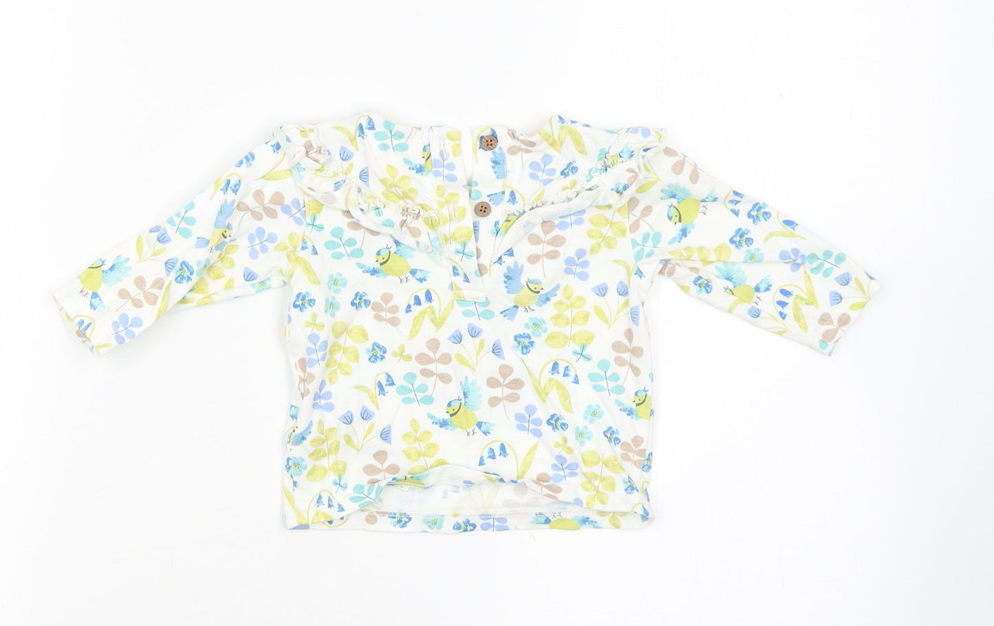 M&S Girls White Floral  Basic T-Shirt Size 0-3 Months